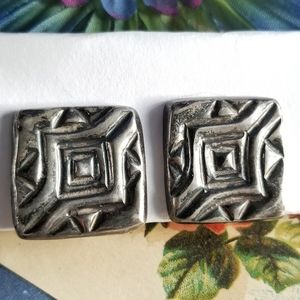 Vintage earrings Sterling Silver square 925 Mexico